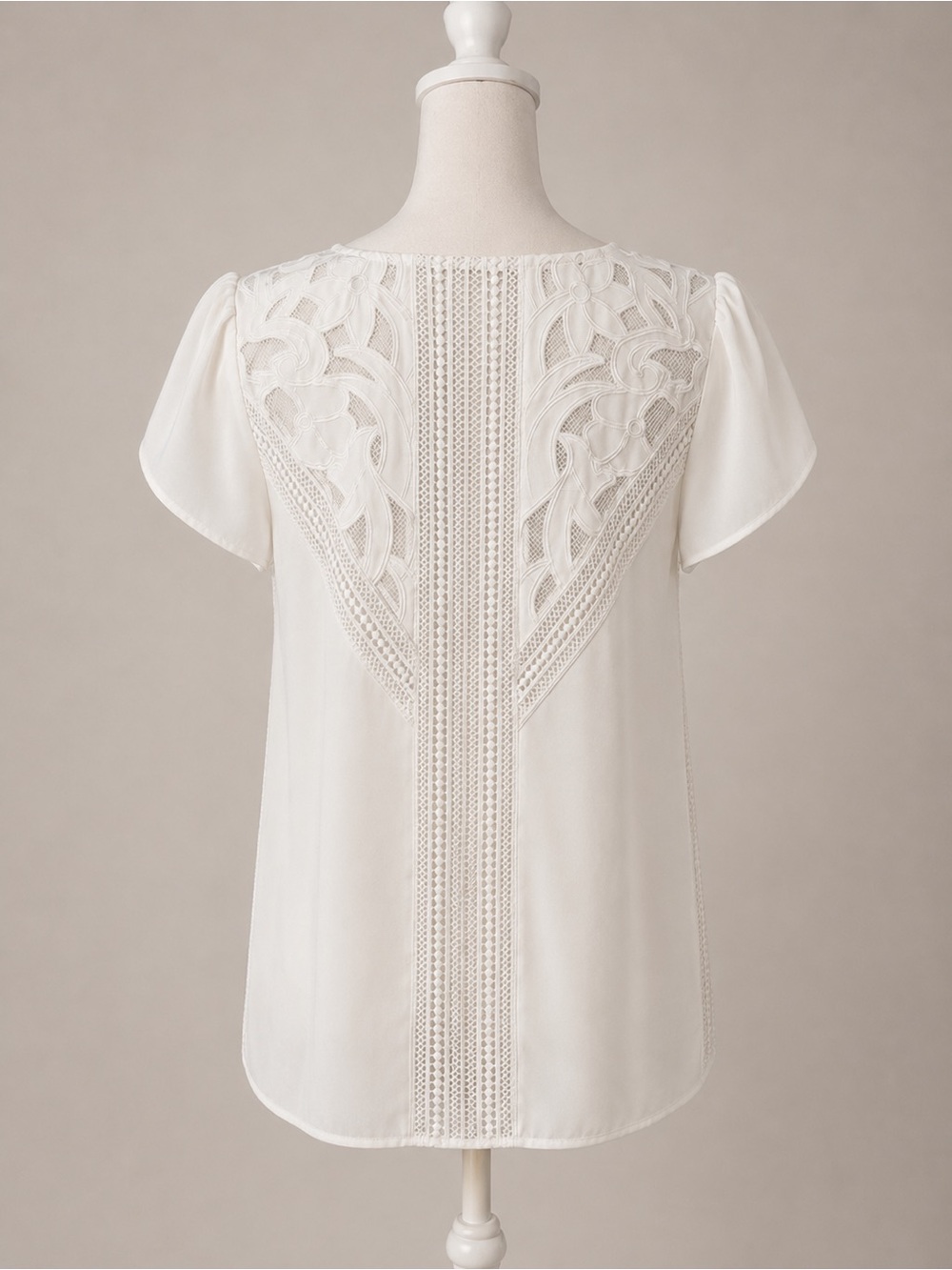 Brixon Ivy White Lace-Back Women's Blouse - Size Small